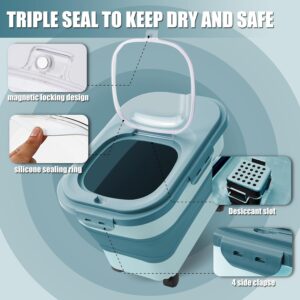 Collapsible Dog Food Storage Container with Lids, Airtight Rice Flour Cereal Sugar Bin Bucket, 20 25 30 Lbs Kitchen Accessories Holder Cat Pet Gift Travel Essentials Must Haves Gear Stuff Necessities