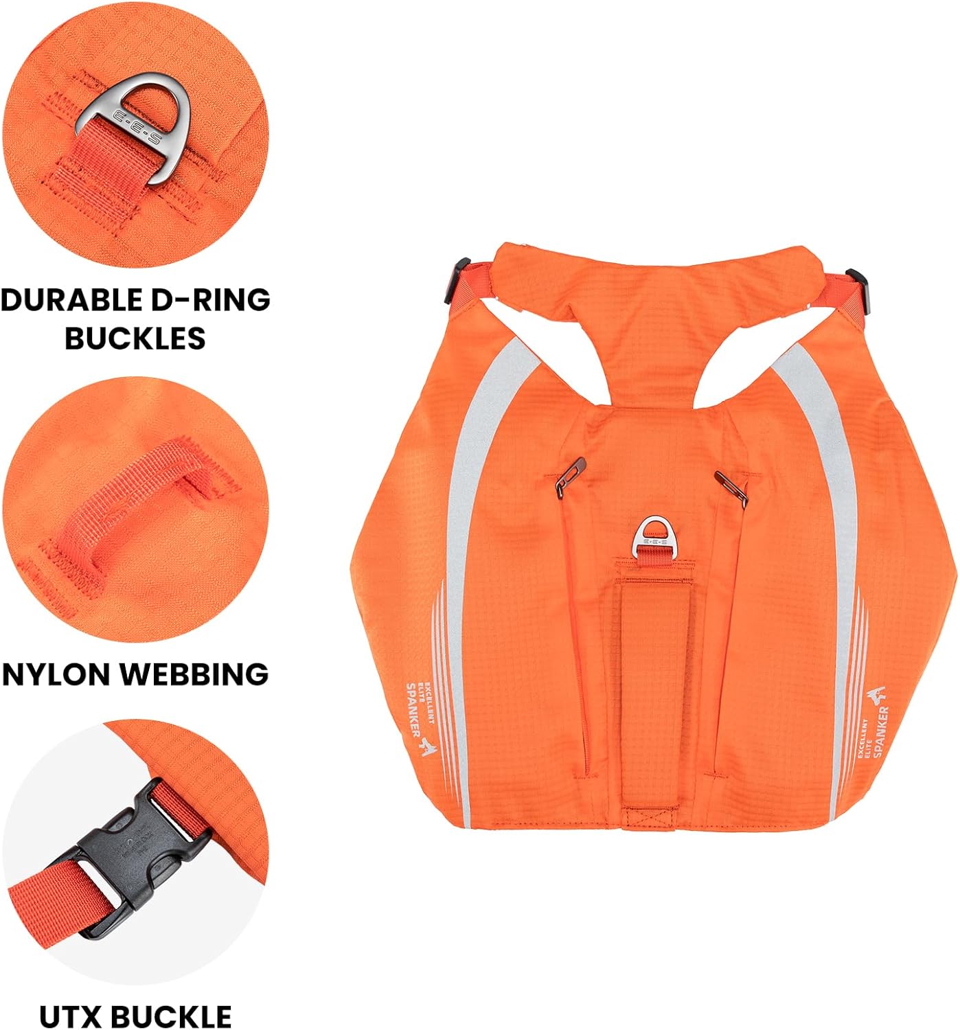 EXCELLENT ELITE SPANKER Y-Shaped Reflective Dog Backpack with Handle Pockets No Pull D-Rings Lightweight Hiking Gear for Dogs Hunting Camping Travel (Orange) - Image 5
