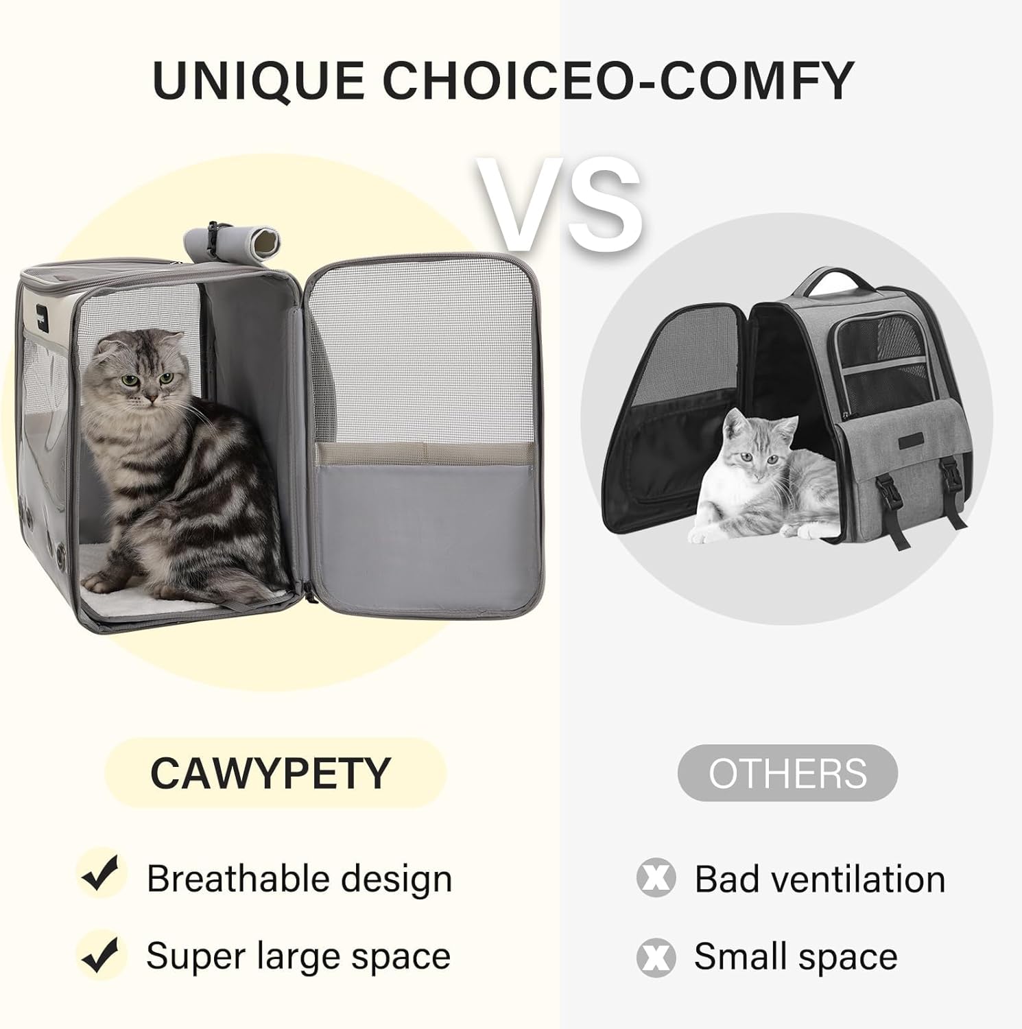 Cat Carrier Backpack,Cat Carrier with Window Blind,Cat Backpack for Small Cats Dogs, Safety Straps, Collapsible, Breathability,Designed for Travel, Hiking, Outdoor,Car - Image 5