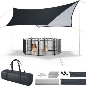 Dog Shade Shelter Pet Tent Outdoor, with Stainless Steel Connecting Poles, Equipped with a Canopy, Ground pegs, Guy Ropes, Stainless Steel Connecting Poles.