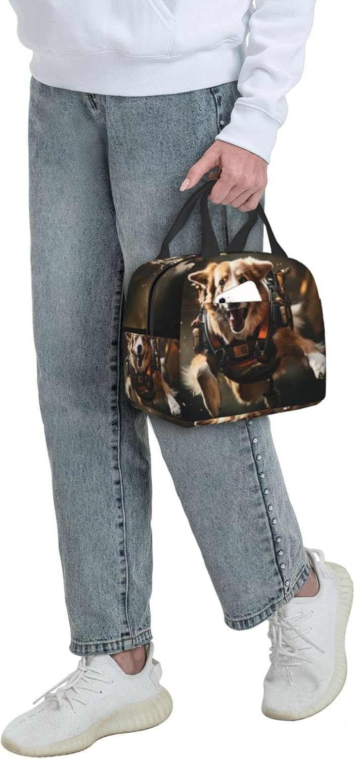 Portable Lunch Bag Insulated Dog Futuristic Gear Space Lunch Box Reusable Tote Bag Unisex for Work, Travel, Picnic, Office, Camping, Hiking, Picnic, Beach - Image 9