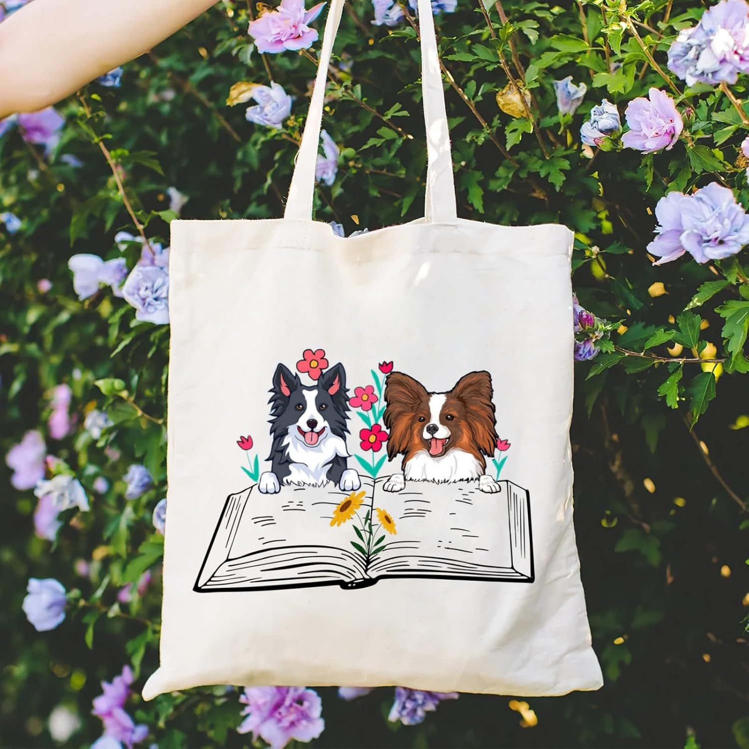 Andeiltech Canvas Tote Bag for Women Aesthetic Cute Cat Shopping Grocery Reusable Bags with Inner Zipper Women Gift - Image 3