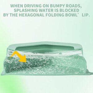 No Splash Dog Travel Bowls for Cars, Spill Proof Collapsible Dogs Water and Food Feeder Dispenser Integrated Molding Portable Cat Dish for Pet Vehicle Road Trips (Morandi Green)