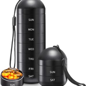 Zannaki XL Metal Travel Pill Organizer, Extra Large Waterproof Weekly Pill Box, Aluminum Alloy Pill Case Container, BPA Free 7 Day Daily Medicine Organizer Holder for Vitamin, Fish Oil, Supplement