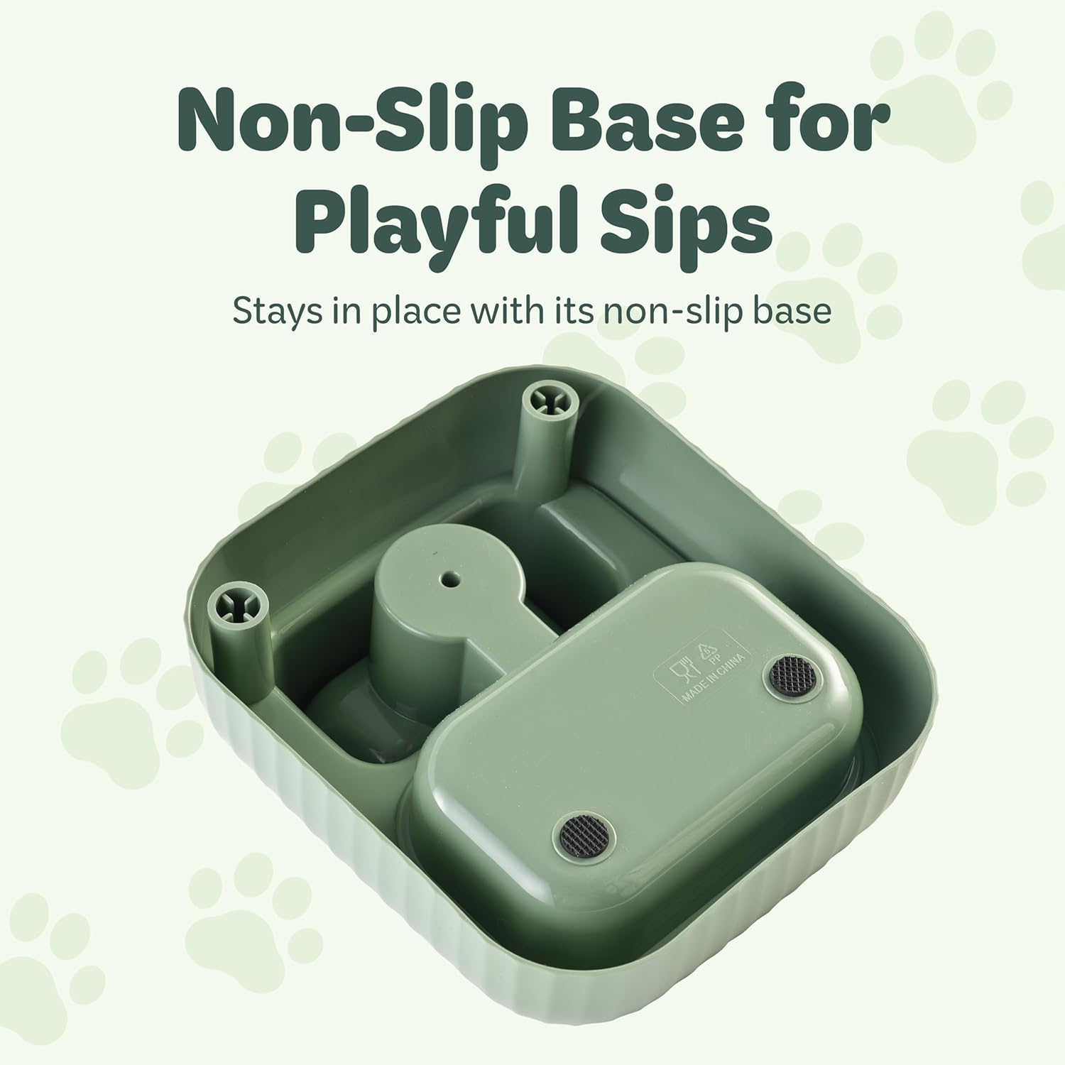 Desired Things Gravity Pet Water Dispenser with Filter, Automatic Cat & Small Dog Bowl Dispenser with Non Slip Base, 17.5 oz Water Storage Capacity, Portable & Convenient - Green - Image 4