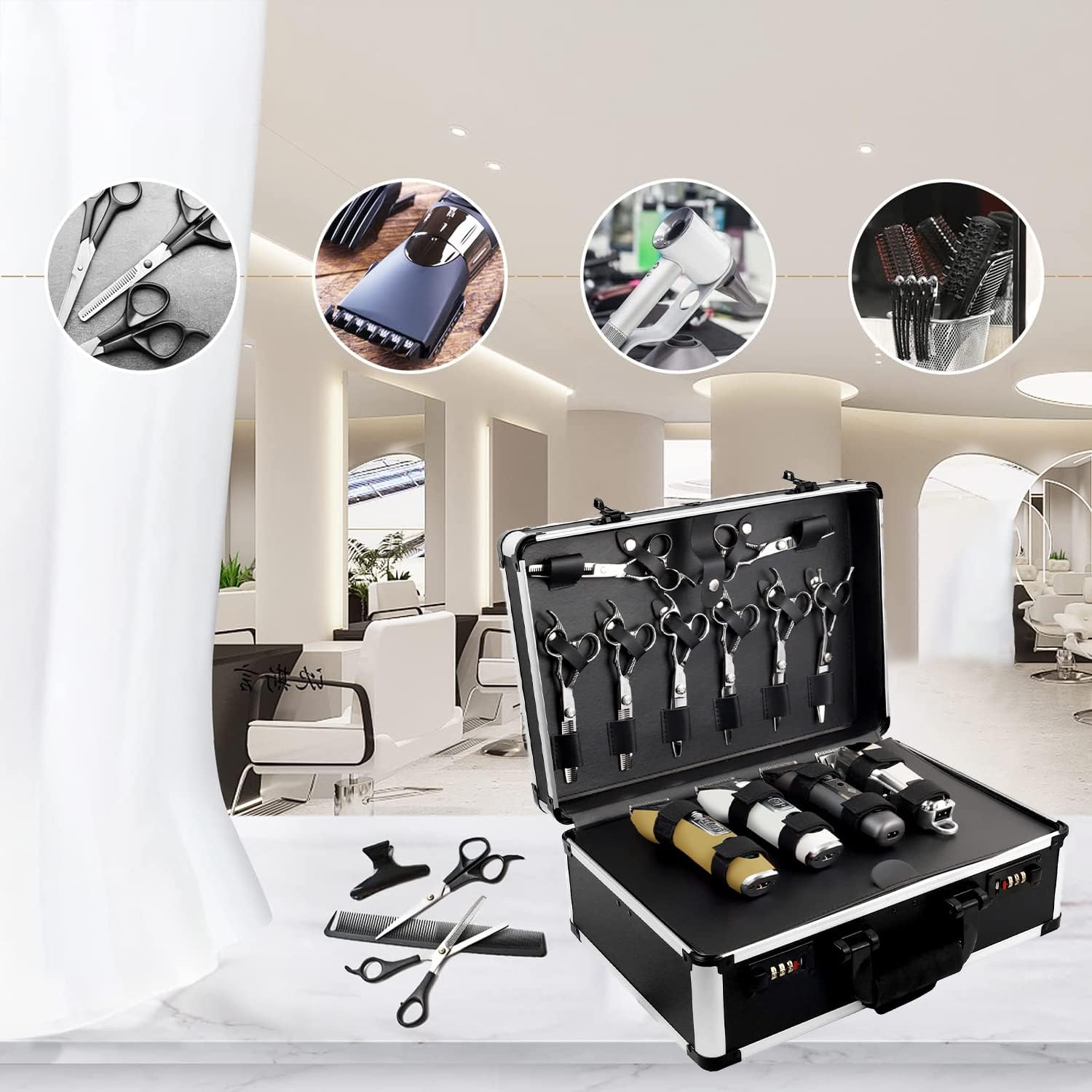 Professional Barber Supplies Case, Portable Travel Carrying Case for Hair Stylist & Pet Groomer, Multi-Space Design, Sturdy, Large-Capacity Mobile Stations - Image 4