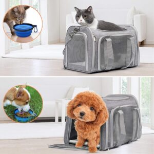 19×13×13 Inches Cat, Dog Carrier for Small Medium Puppies up to 25 Lbs,Soft-Sided Travel & Airline Approved Pet Carrier,Breathable & Foldable Design for Daily Use & Pet Care with Foldable Bowl