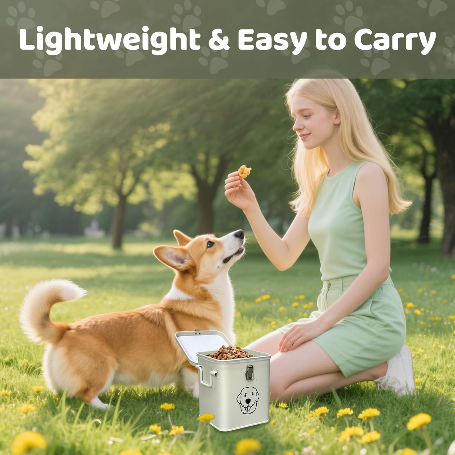 Dog Food Storage Container Airtight Dog Treat Container Pet Food Storage Containers Dog Treat Jar Tinplate Dog Treat Bin White - Image 9