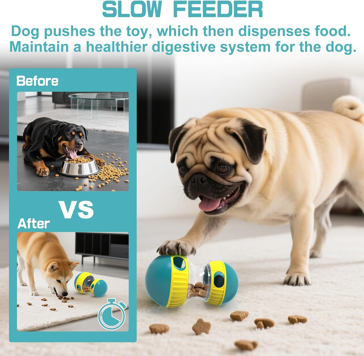 Interactive Dog Puzzle Toys for Indoor Adjustable Food Dispensing Treat Dispenser Ball & Slow Feeder for Large/Medium/Small Dog to Keep Them Busy, Green - Image 4
