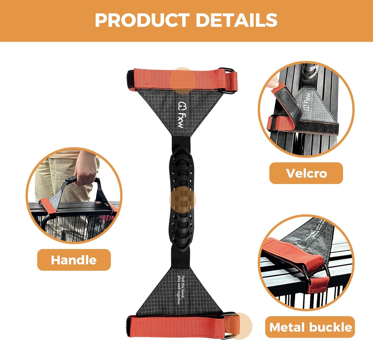 FXW Easy-Carry Straps, Fit 8-Panel of All Heights Dog Playpen, Designed for RV Trips, Orange│Patent Pending - Image 4