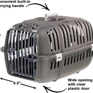 Ferplast Jet Pet Carrier: Value Dog Carrier Suitable for Toy Dog Breeds & Small Cats, Assembled Dimensions are 18.51L x 12.6W x 11.42H inches, Gray
