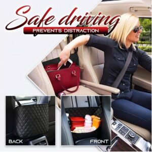 Car Net Pocket Handbag Holder，Purse Holder for Between Seats，Leather Seat Back Organizer Mesh Large Capacity Bag，Handbag Between The Two Seats