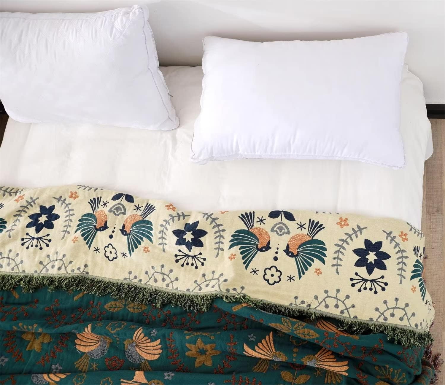 Fall Throw Blanket for Bed Couch 90''x 98'' Boho Throws 100% Cotton Muslin Travel Mexican Blanket Warm Soft Blankets Decorative Farmhouse Vintage Throws and Best Gifts - Image 9