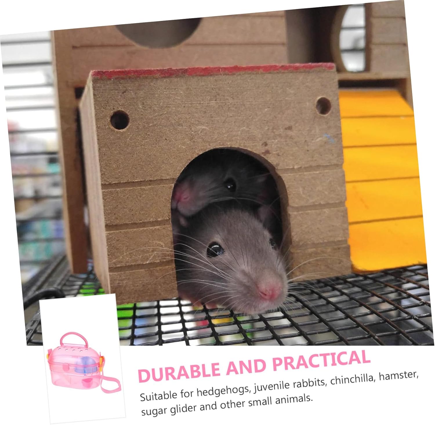 Yardwe Compact Travel Box for Hamster Chinchilla Portable Outdoor Carrier Lightweight Pet Cage Includes Feeder Bath - Image 9