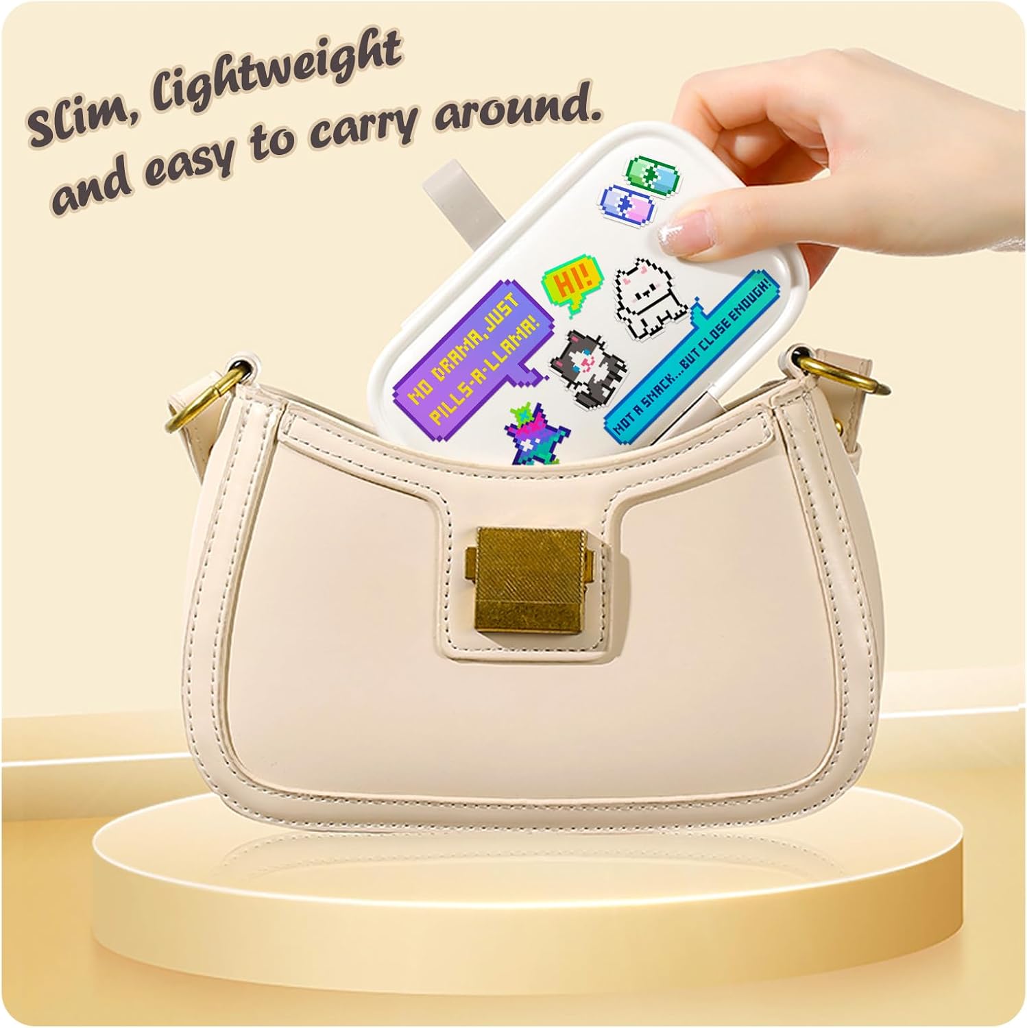 Cute 7 Day Pill Organizer Box with Medicine Labels, 8 Compartments Travel Pill Case Airtight Moistureproof, for Vitamins, Fish Oil, Supplements - Image 6