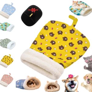 Pet Bed Mat, Cozy Sleeping Bag Hideaway Nest for Cats and Dogs, Self Warming Portable Handwoven, Four Season Universal Washable (Yellow, 14 * 18 in)