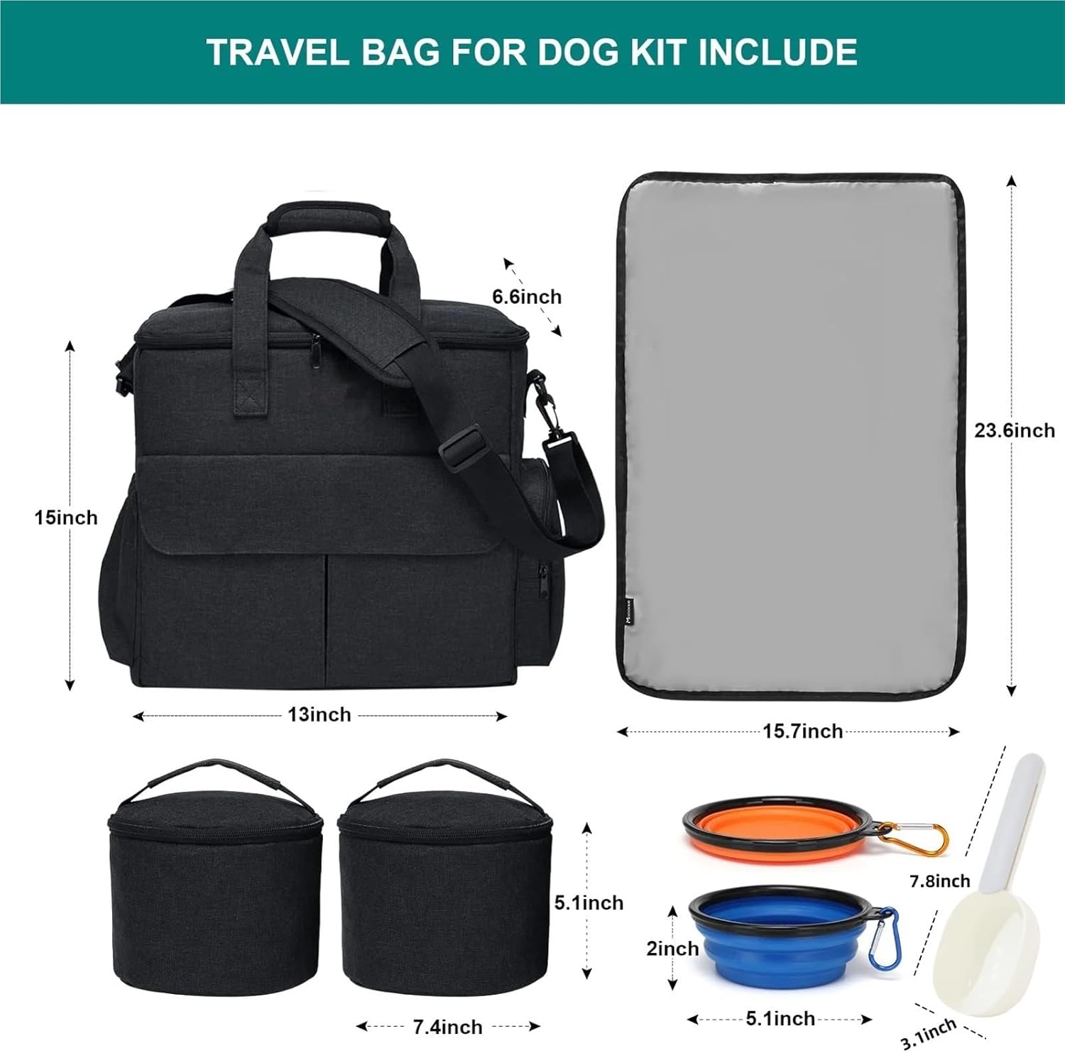 Dog Travel Bag Pet Set for Cat Backpack Airline Approved Tote Organizer with Multi-Function Pockets Food Storage - Image 7