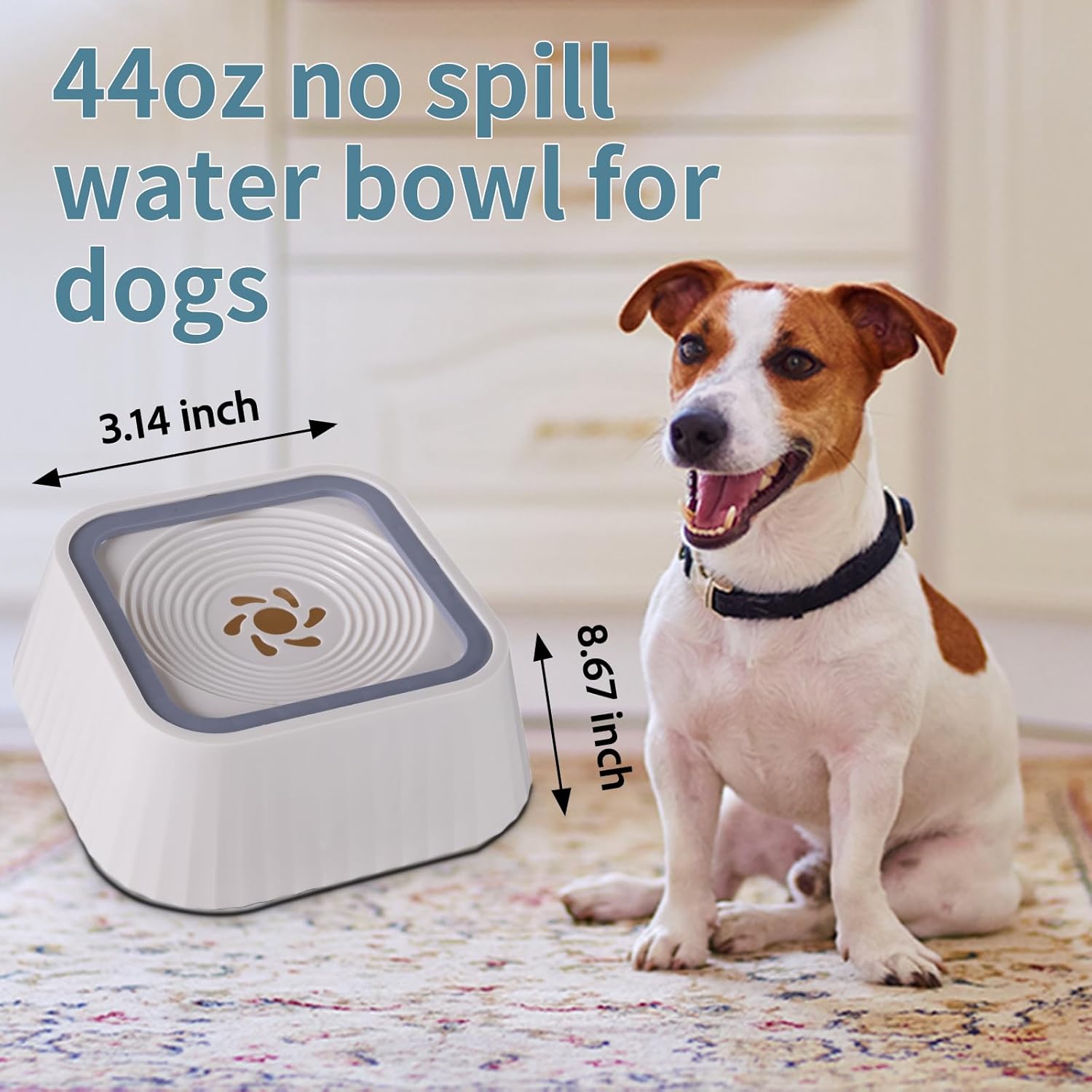 Dog Water Bowl,No Spill Water Bowl for Dogs 45oz Large Capacity,Safety Foam in The Dog Bowl, No Spill Bowl for Elevated Design Mess Proof is Easy to Clean, is Suitable for All Pets - Image 2