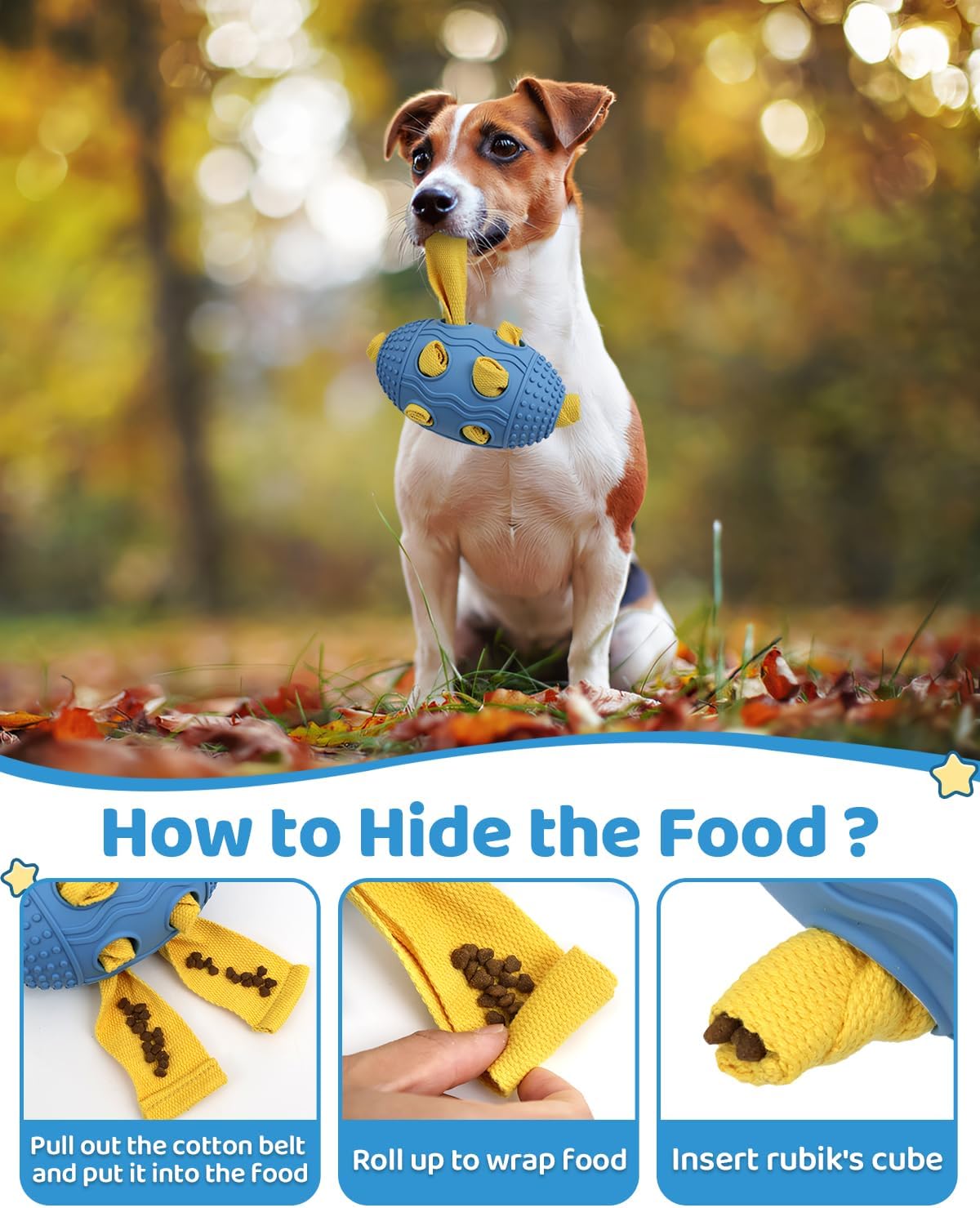 Interactive Dog Toy with Natural Rubber Soccer Design, Dental Care, Pet Energy Relief Brain Teaser Toy, Activity Training Foraging Toy, Mentally Stimulating Slow Feeder Dog Treat Dispenser Blue - Image 6