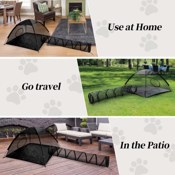 Rest-Eazzzy Cat Tent Outdoor, Pet Enclosure Tent Suitable for Cats and Small Animals, Indoor Playpen Portable Exercise Tent with Carry Bag(Pet Tent& Tunnel) M - Image 2