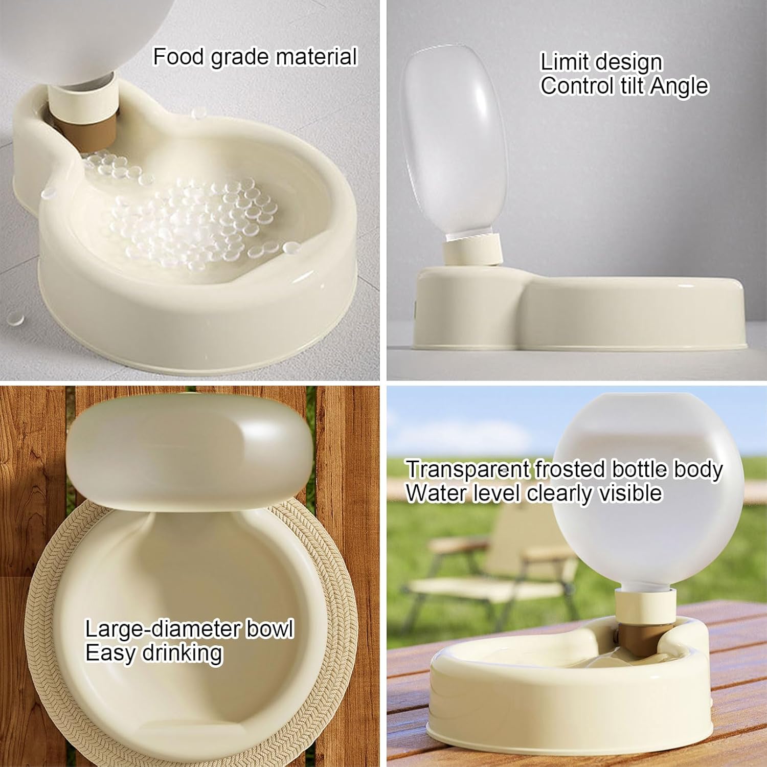 Portable Dog Water Bottle Dispenser, 17oz Dog Outdoor Water Bottle Bowl Foldable Pet Travel Eating Drinking Bottle Bowl (White, 16.9oz) - Image 4