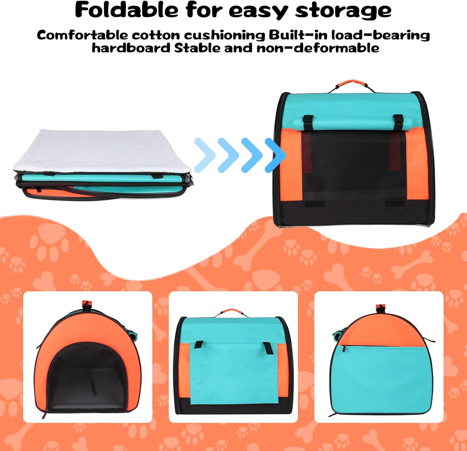 Large Dog Cat Carriers, Big Cat Carrier Soft Sided,Puppies up to 30Lbs, Collapsible Cat Dog Carrier with Plush Mat Travel Puppy Carrier - Large - Image 5