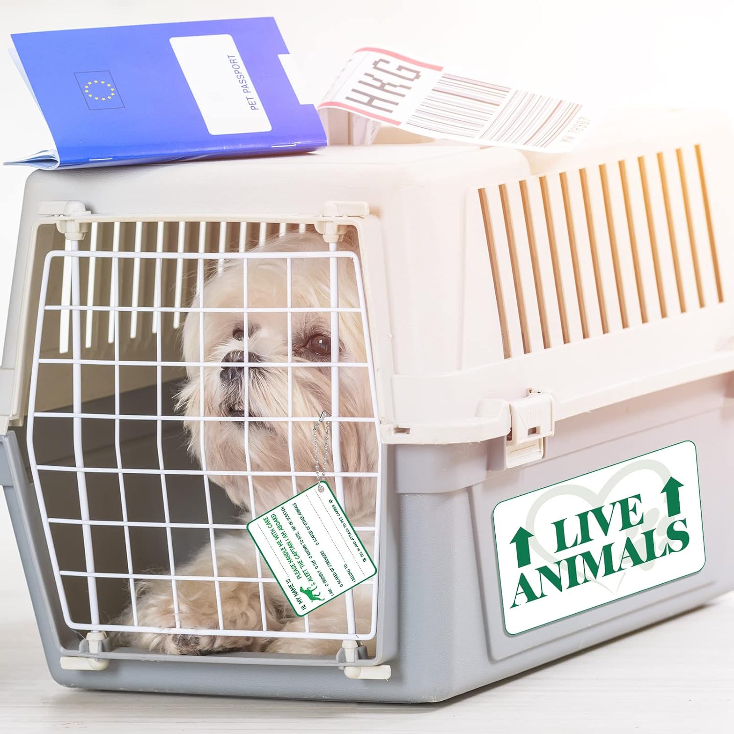 Eaasty 23 Pcs Pet Airline Travel Kit Kennel Travel Kit, Includes 4 Live Animal Stickers 2 Pet Bowl 1 Live Pets Label 5 Storage Bag 10 Cable Ties 1 Tag Animal Outdoors Accessories for Dogs Cats - Image 7