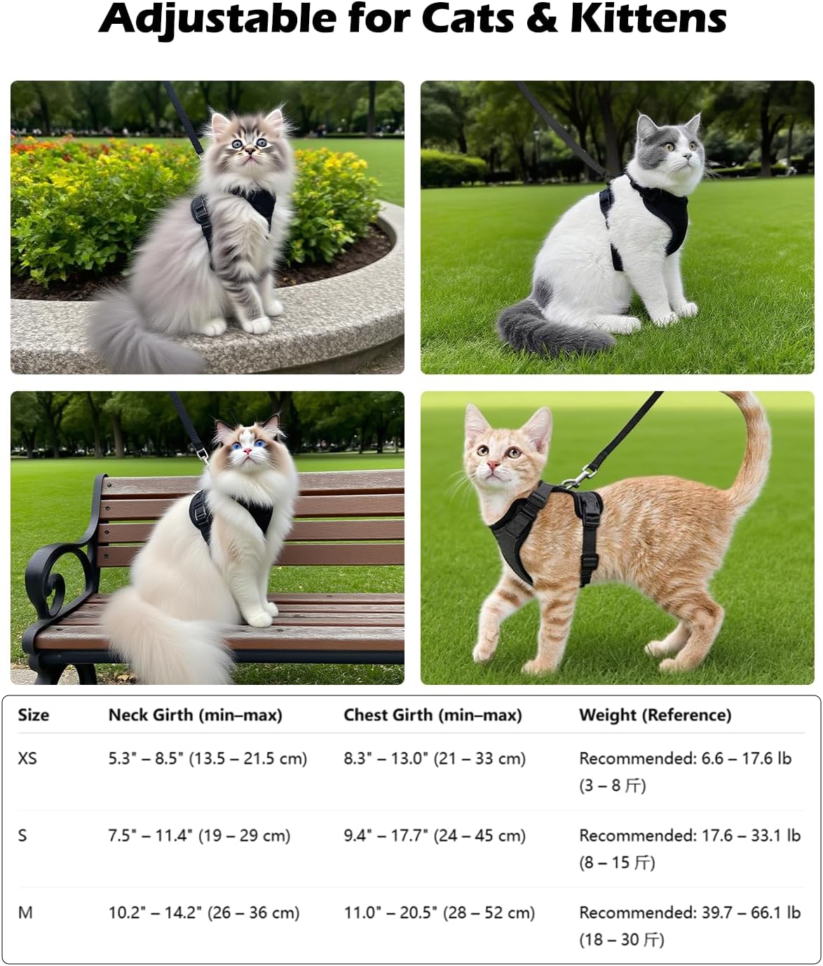 Luxelle 2 Pack Escape-Proof Cat Harness and Leash Set for Walking – Adjustable No Pull Soft Vest with Easy-Wear Buckle, Reflective Straps, Breathable Mesh – Outdoor Travel Harness for Cats & Kittens - Image 7