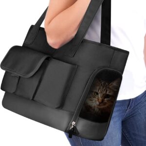 Cat Carrier, Dog Carrier, Pet Carrier, Foldable Waterproof Premium PU Leather Oxford Cloth Dog Purse, Portable Bag Carrier for Small to Medium Cat and Small Dog, Airline Approved Soft-Sided Carrier