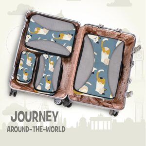 Packing Cubes for Travel 4 Set Cat Splicing Pet Luggage Set Suitcase Organizer Bags Mesh Accessories Storage Pouch Toiletry Packing Cubes