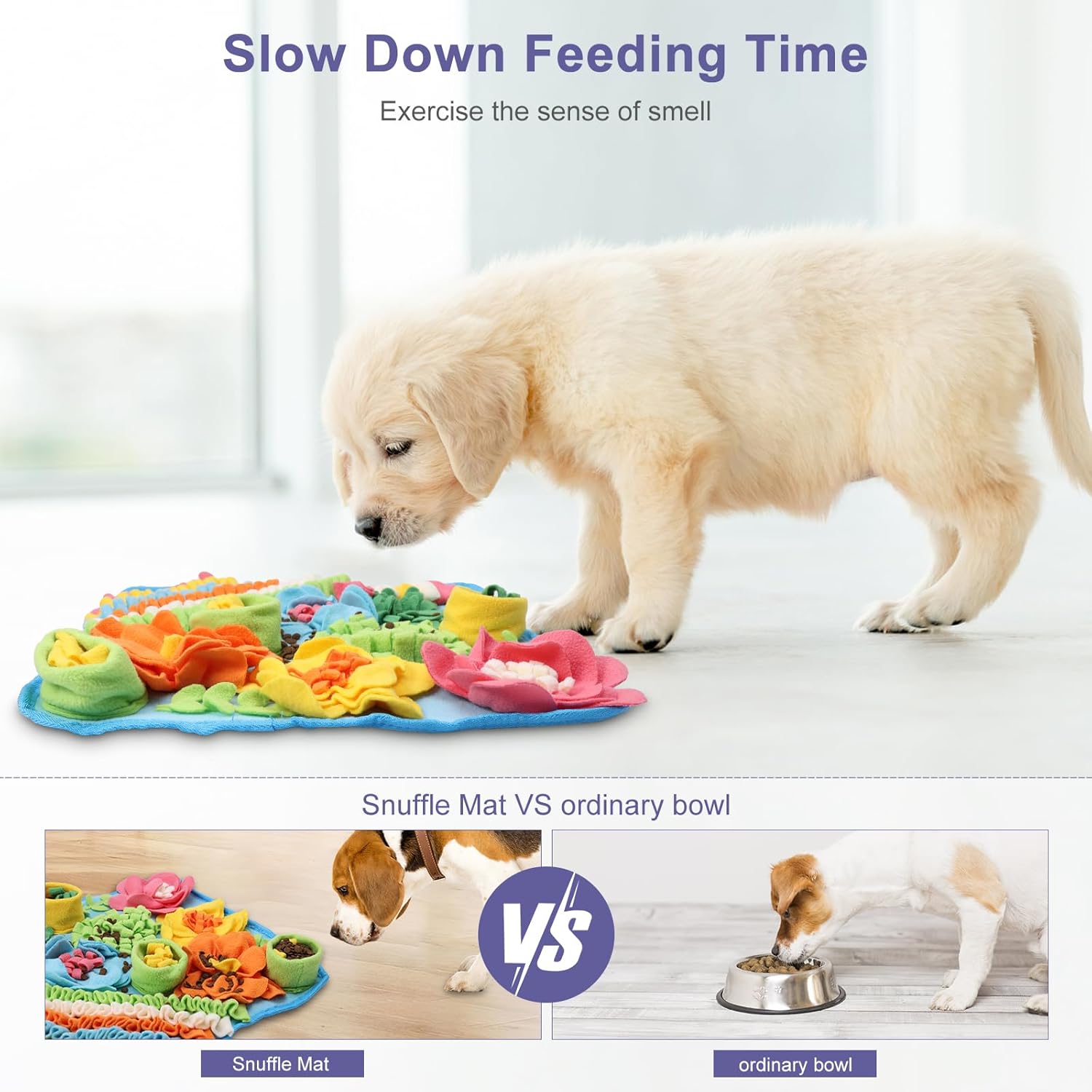 JXTZ Snuffle Mat for Dogs, Interactive Snuffle Mat, 15.4 x15.4 inches for Small & Medium Pets, Pet Treats Feeding Mat for Boredom Relief, Slow Feeder, Felt Wool Feeding Mat, Puzzle Toy for Dogs, Cats - Image 3