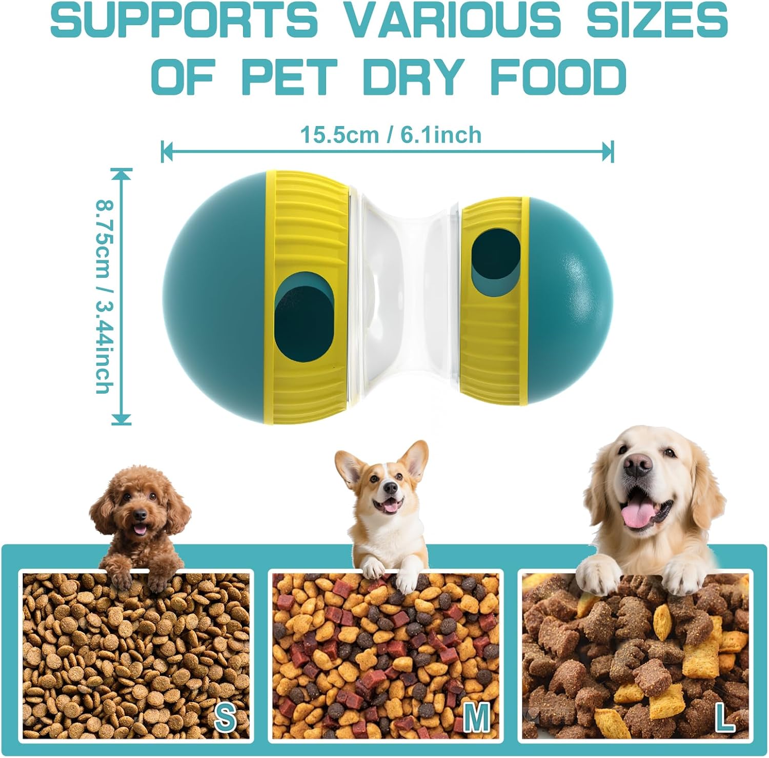 Interactive Dog Puzzle Toys for Indoor Adjustable Food Dispensing Treat Dispenser Ball & Slow Feeder for Large/Medium/Small Dog to Keep Them Busy, Green - Image 5