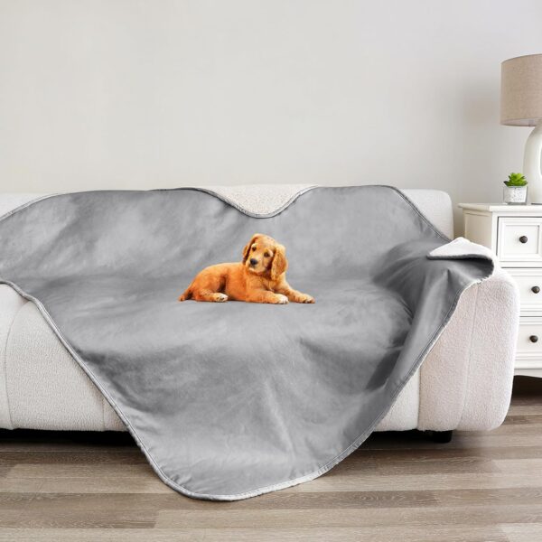Waterproof Dog Blankets for Extra Large Dogs, Washable Pet Blanket for Indoor Cats, Plush Sherpa Puppy Throw Furniture Protector for Bed Couch Sofa(50"x60",XL,Darkgrey)