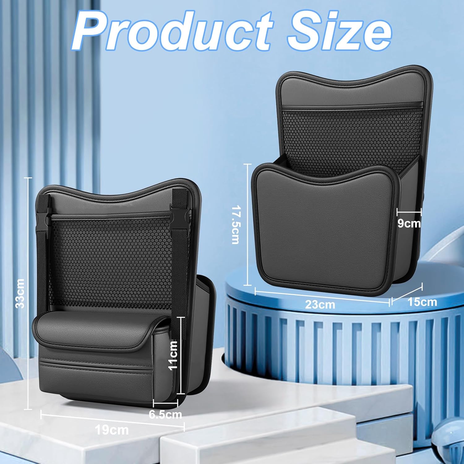 Car Organizer Storage Between Seats, Nappa Leather Headrest Hanging Storage Bag Pocket Purse Holder Snack Holder Automotive Console Organizer for Travel, Driving - Image 6