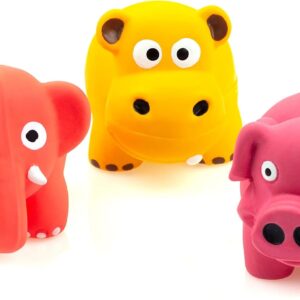 CHIWAVA 3 Pack 3.2'' Squeak Latex Puppy Toy Cute Standing Animal Sets Pet Interactive Play for Small Dogs Assorted Color
