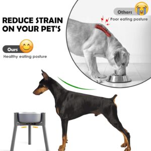SHAINFUN Grey Metal Stand for Large Dogs, Adjustable Width Tall Elevated Bowls for 7-10.6″ Dishes, Food Water Feeder, Raised Holder, 11″ Tall (Bowl Not Included)