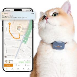 Lite for Cats 4g GPS Tracker | Real Time Tracking | Activity Monitoring |Location History | Unlimited Range | Safety Collar Included | Lilac Grey