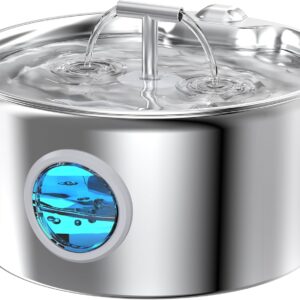 Cat Water Fountain Stainless Steel: 2.6L Cat Fountain for Drinking &#8...