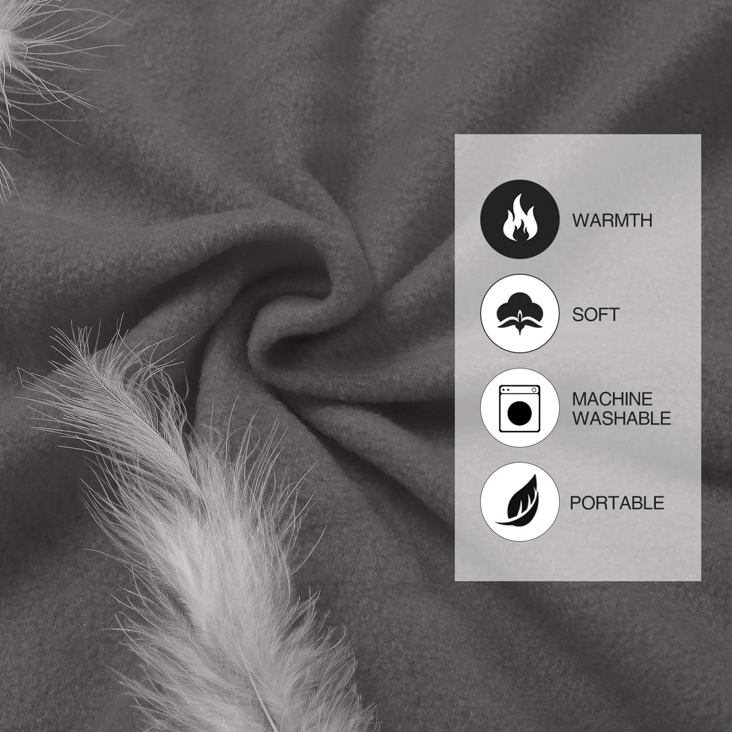 REDCAMP Fleece Sleeping Bag Liner with Hood, Great for Adult Warm or Cold Weather, 87" Long Full Sized Zipper Camping Blanket for Outdoor, Grey - Image 2