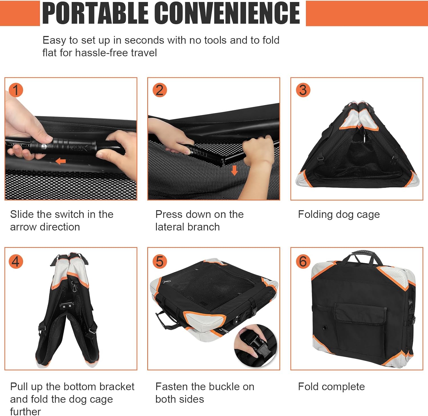 Collapsible Dog Crate-Portable Dog Crates for Small Medium Dogs,4-Door Portable Pet Travel Crate,Sturdy/Breathable/Comfortable,Indoor & Outdoor & Car Back Seat;Soft Dog Blanket - Image 5