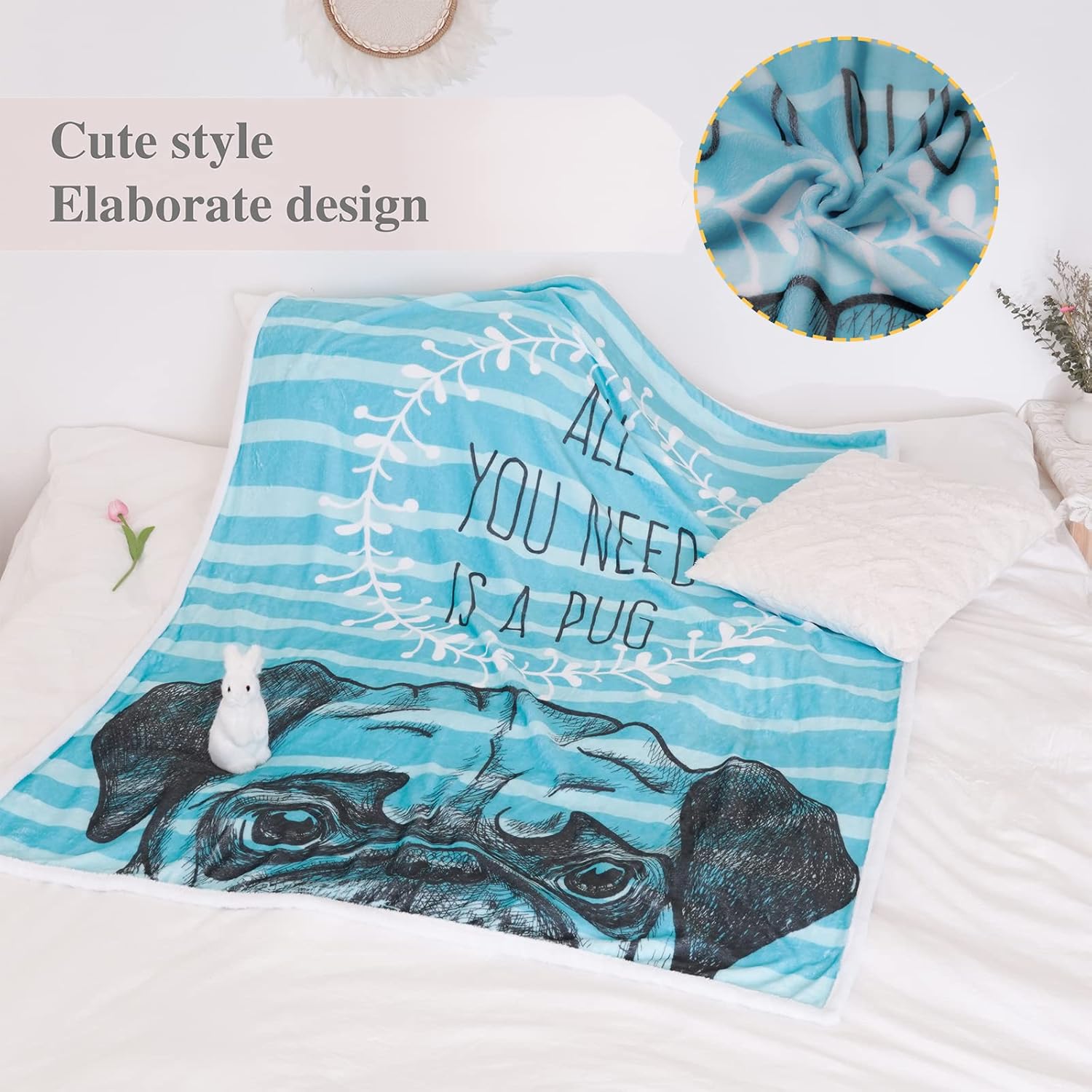 Throw Blanket Soft Fleece Kid Blanket Sherpa Plush Fuzzy Dog Theme Blanket Bed Blanket Super Soft Flannel Sofa Blanket Dog Pattern Blanket for Office Bedroom Travel All Seasons 50 * 60inch - Image 4