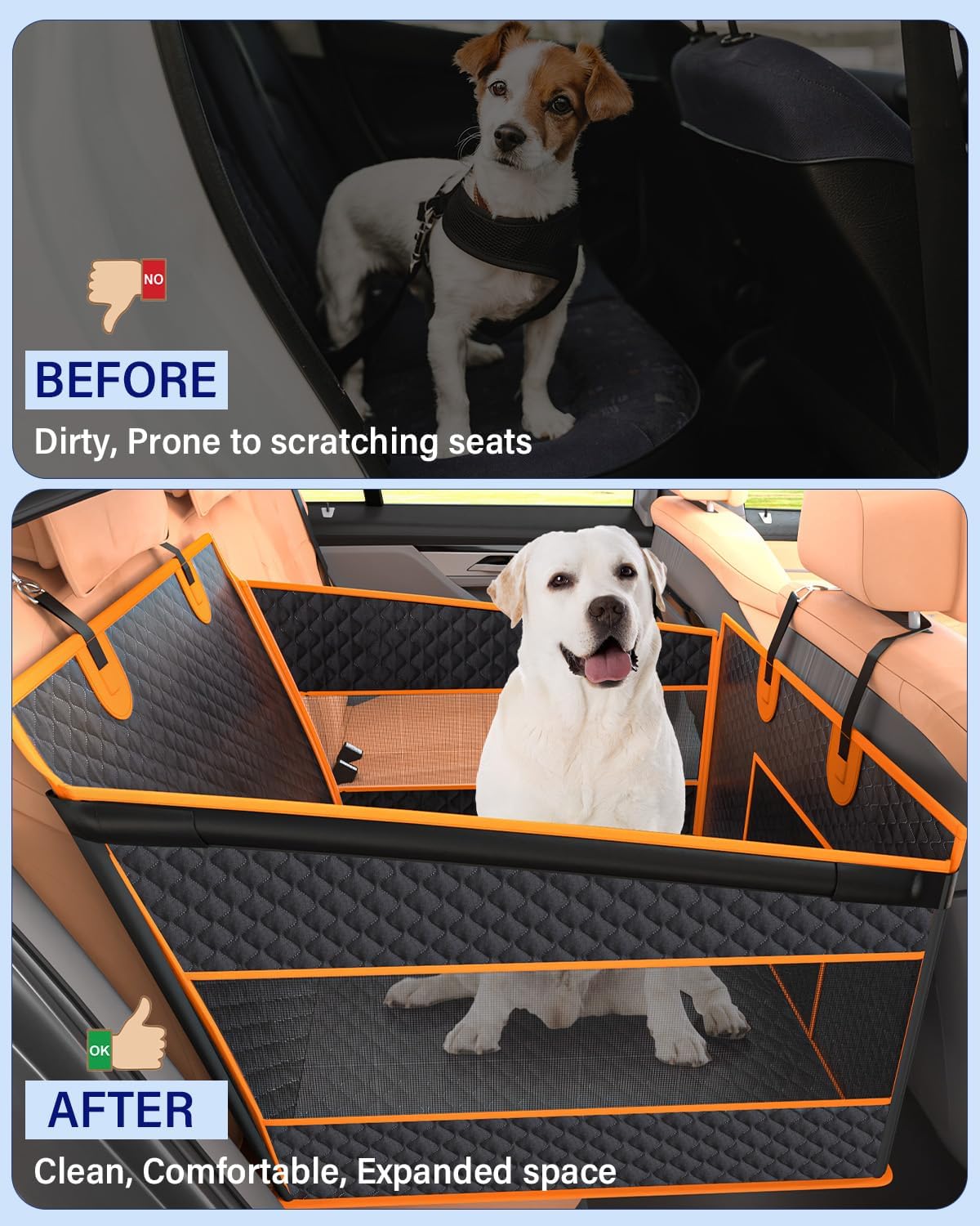 Dog Car Seat for Large Dogs, Back Seat Extender for Dogs, Foldable Pet Car Seat with Waterproof Oxford Fabric and Non-Slip Bottom, All-Around Protection and Strong Support - Image 6