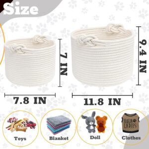 Personalized Dog Toy Basket Custom Rope Woven Box with Pet’s Name Dog Storage Organizer with Handles Cute Toy Bin for Cat White