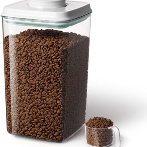 Ankou Dog Food Storage Container with 130ml Scoop – 4L/4.2qt Airtight Dog Food Container for Kibble & Treats, BPA-Free Cat Food Storage Container, Stackable Pop Lid Plastic Container with Lid