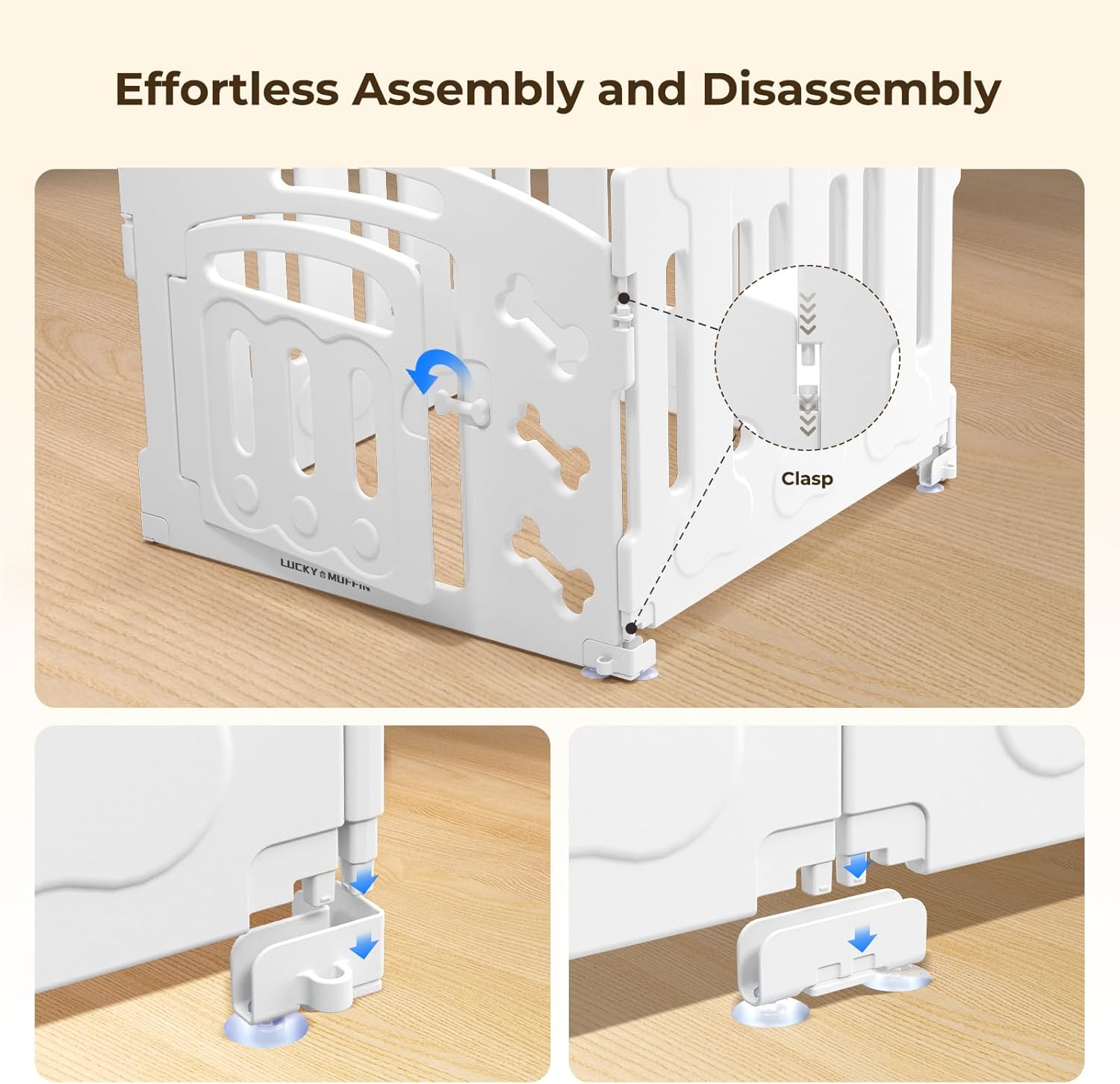 Dog Playpen with Door, 24" H, 4-Panel Plastic Puppy Playpen, Fence for Small Medium Pets, Dogs & Puppies, Indoor/Outdoor Use, Sturdy, Durable, Easy to Assemble and Clean, 30" x 30" x 24" - Image 5