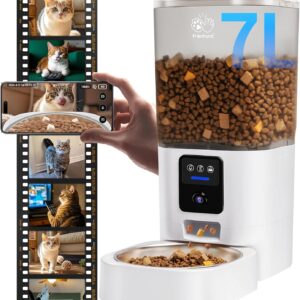 Automatic Cat Feeder with 2K Camera: 5G WiFi Automatic Dog Feeder with Night Vision,Cat Food Dispenser with 7L Large Food Storage Container for Multiple Pet,Detachable for Easy Clean -29 Cup