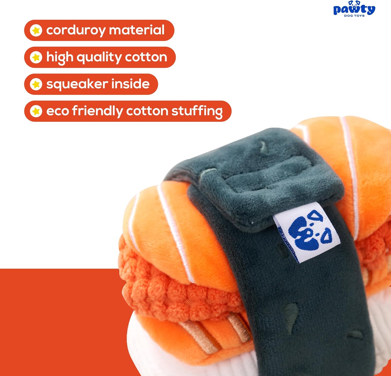 Sushi Set - Plush Food Shaped Interactive Parody Toy with Squeaker - Fetch Cute Chew Toy - Cute Dog Gifts for Favorite Dog Birthday - for Small Medium Sized Dogs - Image 2