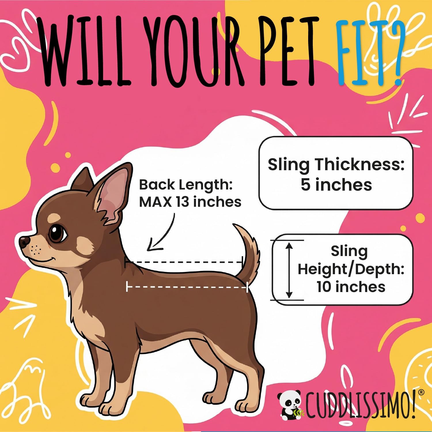 Pet Sling Carrier - Soft Front-Chest Carrying Bag for Small Pets (Ideal for Dogs, Puppies & Cats 6–10 lbs) - Carefully Sized for Yorkshire Terrier, Maltese, Toy Poodle, Papillon -(Pink-L) - Image 2