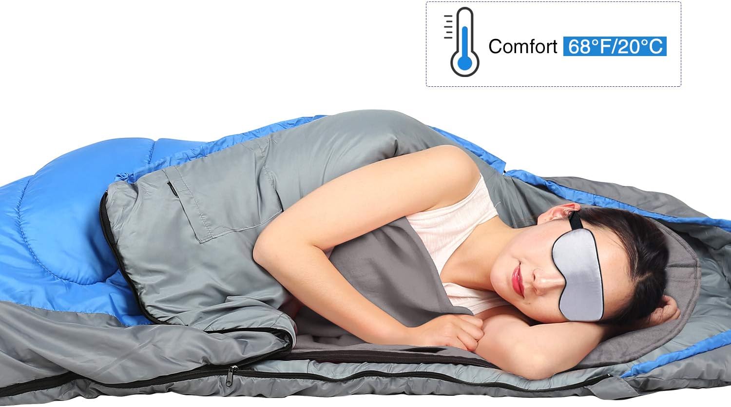 REDCAMP Fleece Sleeping Bag Liner with Hood, Great for Adult Warm or Cold Weather, 87" Long Full Sized Zipper Camping Blanket for Outdoor, Grey - Image 4