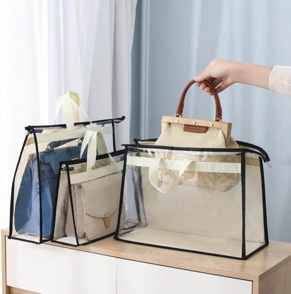 Interesse 9 Pack Dust Bags for Handbags, Clear Handbag Storage, Purse Storage Organizer for Closet, Purse Cover Hanging Closet Organizer with Zipper - Image 6